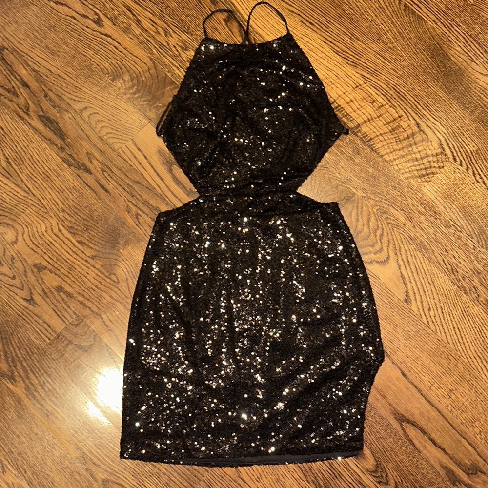 Sequin Halter Strap Mini Dress - Picture 7 of 7